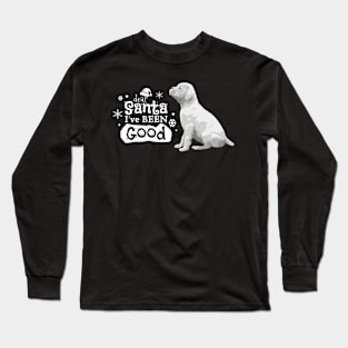 Santa I've Been Good, Christmas White Boxer Puppy Long Sleeve T-Shirt